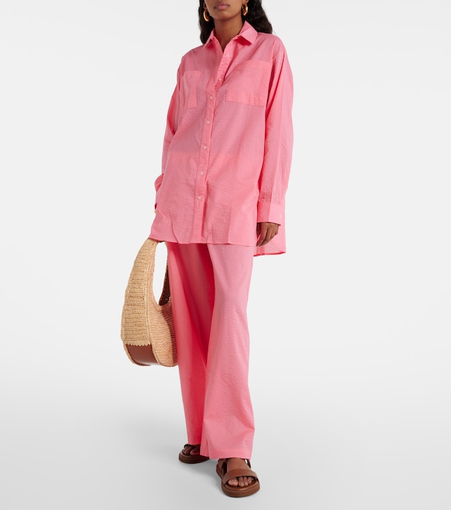 Jade Swim Mika high-rise cotton wide-leg pants
