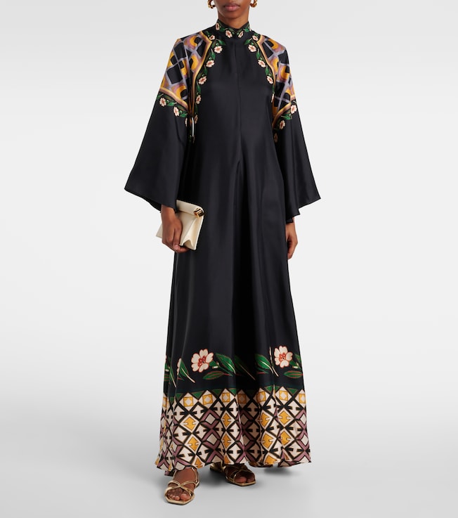 La DoubleJ Magnifico printed silk twill maxi dress