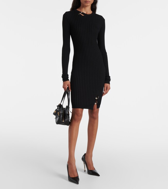 Versace Safety Pin ribbed-knit minidress