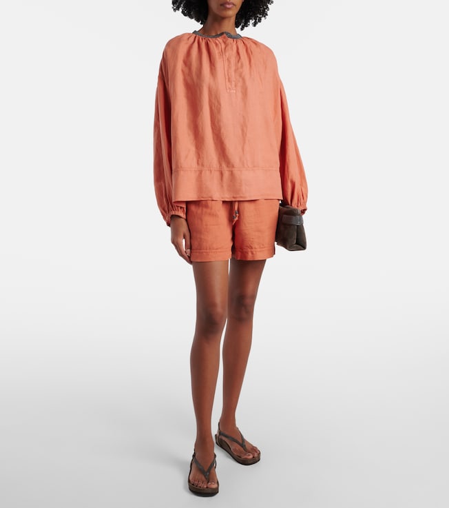 Brunello Cucinelli Monili linen and cotton top