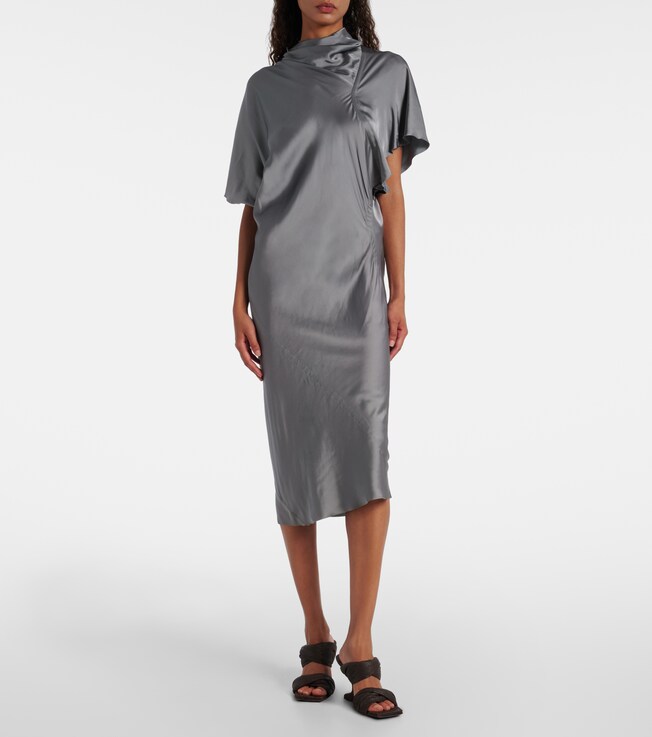 Rick Owens Gathered satin midi dress