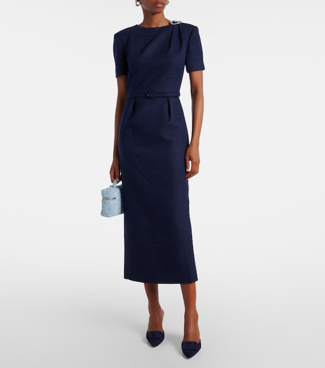 Roland Mouret Belted bouclé midi dress