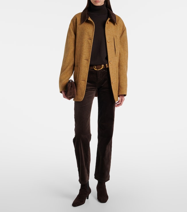 7 For All Mankind Calie Straight mid-rise cotton-blend velvet straight pants