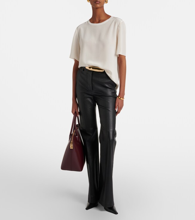 JOSEPH Tafira mid-rise leather flared pants