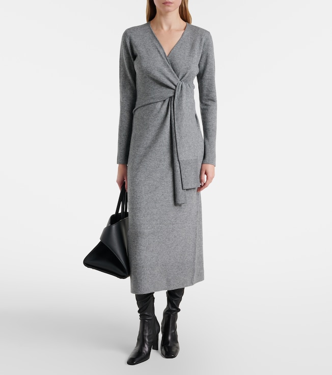 Veronica Beard Salomez wool and cashmere wrap midi dress