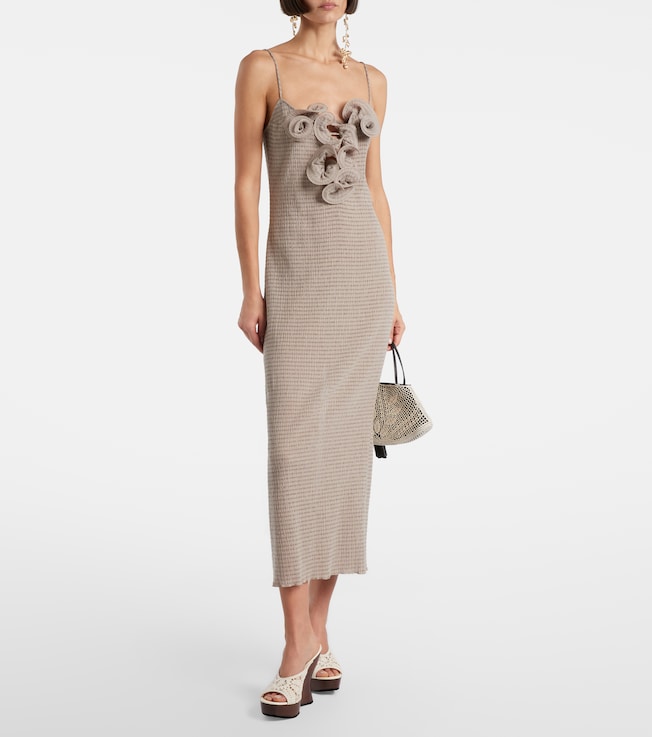 Magda Butrym Floral-appliqué crêpe midi dress