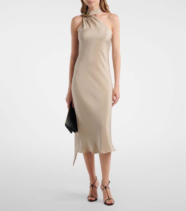 Max Mara Elegante one-shoulder silk crêpe midi dress