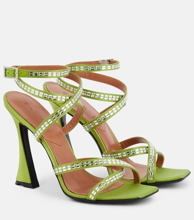 D'ACCORI Carre embellished satin sandals