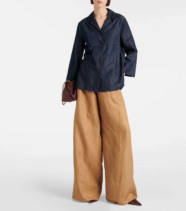 S Max Mara Embellished cotton denim top