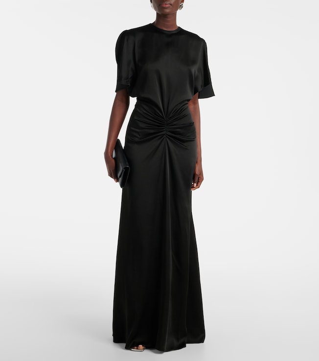 Victoria Beckham Gathered open-back crêpe satin gown