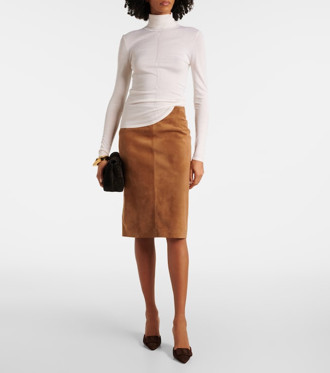 NOUR HAMMOUR Lady suede pencil skirt