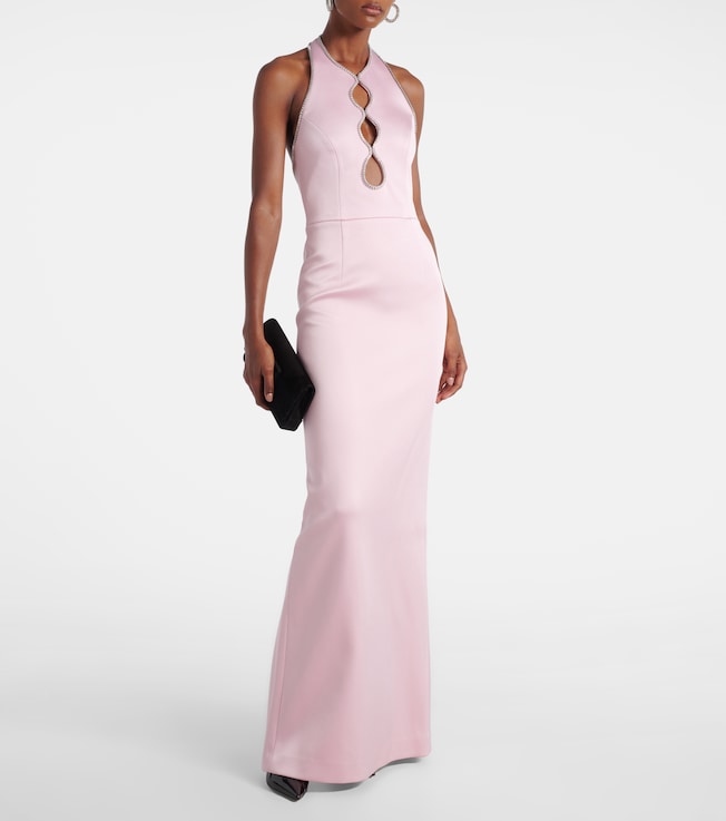 Rebecca Vallance Akari cutout halterneck satin gown