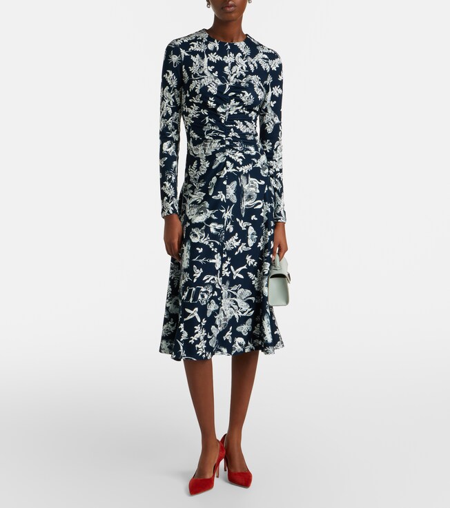 Erdem Floral ruched midi dress