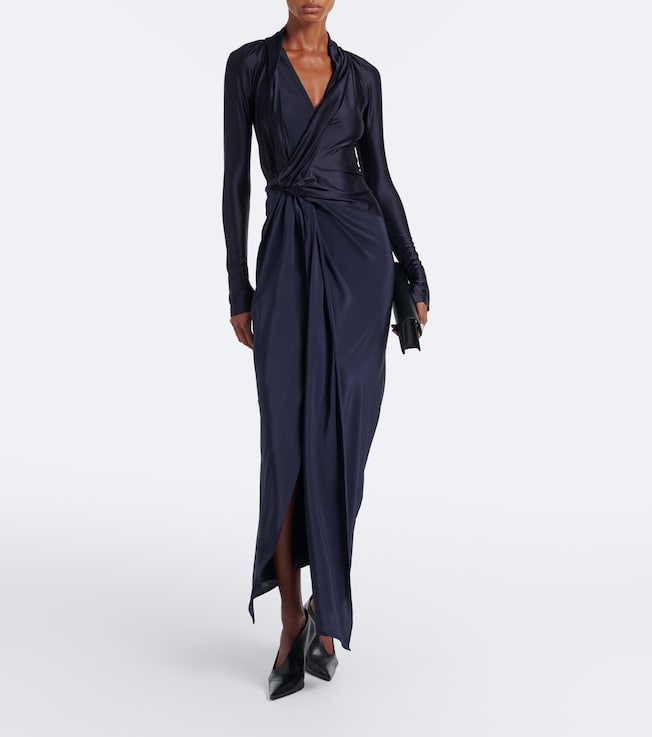  Victoria Beckham Lea draped silk-trimmed jersey maxi dress