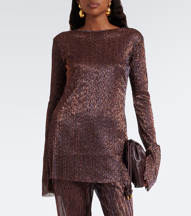 Cala de la Cruz Loreta knitted lamé top