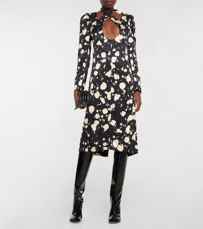 Dries Van Noten Cutout satin jacquard midi dress