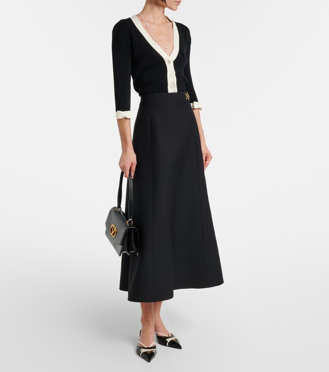 Valentino VGold Crepe Couture midi skirt