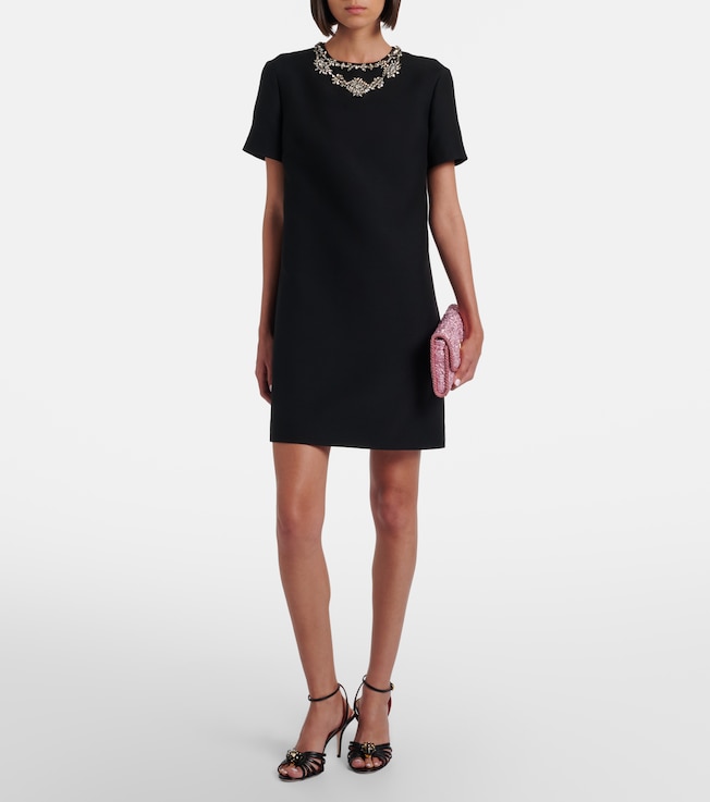Valentino Crepe Couture embellished wool and silk minidress