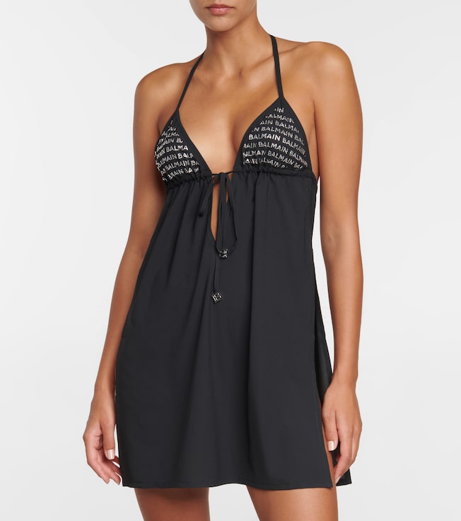 Balmain Embellished halterneck minidress