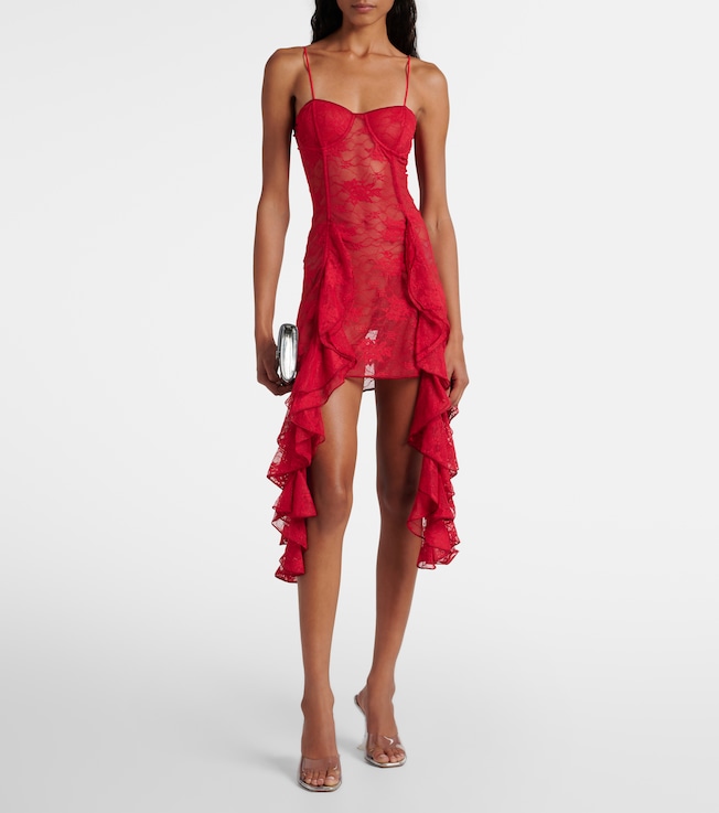 Oséree Ruffled lace bustier dress