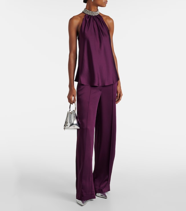 SIMKHAI Kira satin wide-leg pants