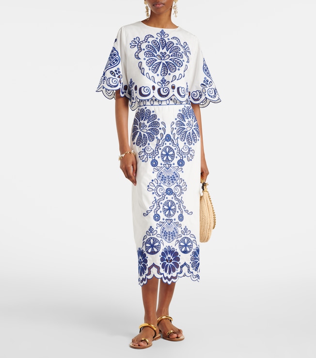 FARM Rio Printed cotton midi skirt