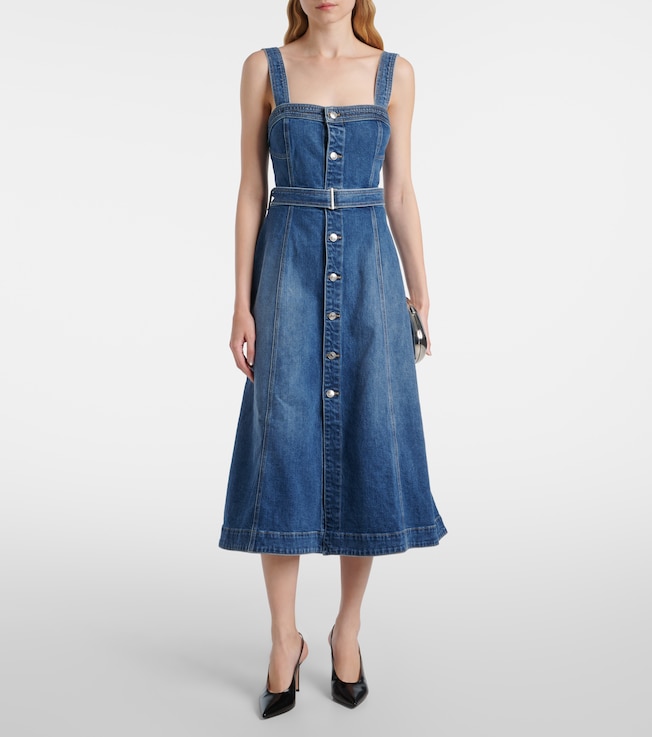 SIMKHAI Alba belted denim midi dress