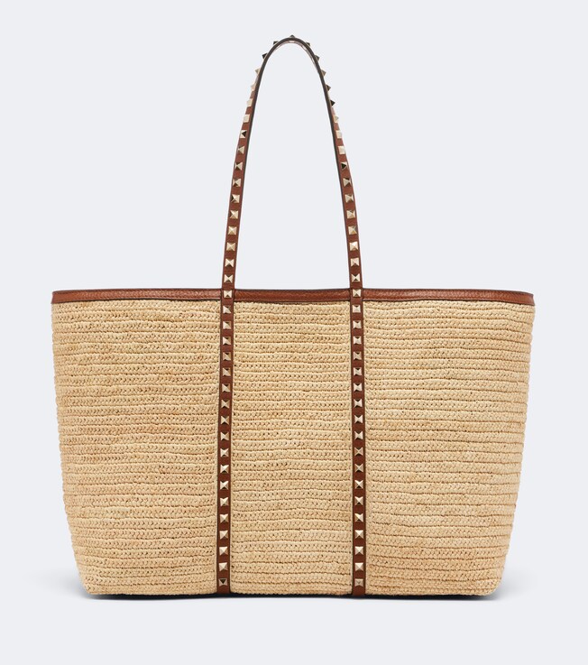 Valentino Garavani Rockstud Large raffia tote bag
