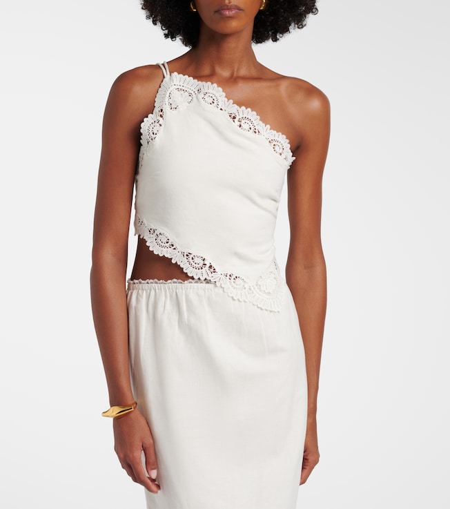 POSSE Darya embroidered linen and cotton top