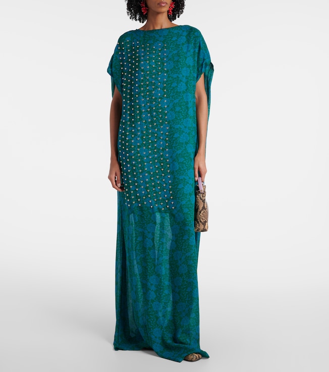 Dries Van Noten Printed embellished maxi dress