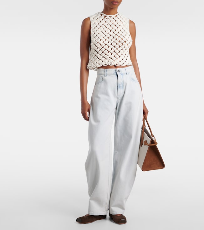 Alaïa Open-knit cotton-blend top