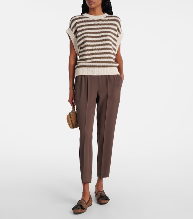 Brunello Cucinelli Cropped crêpe slim pants