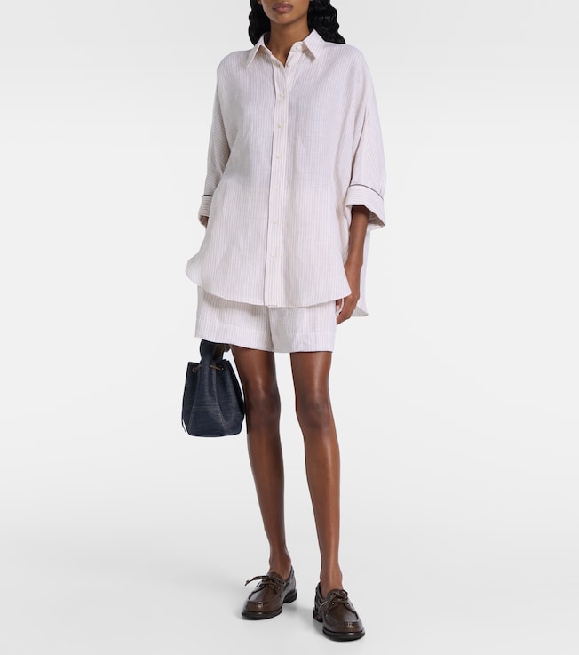 Brunello Cucinelli Monili striped oversized linen shirt 