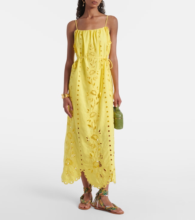 FARM Rio Richelieu linen-blend maxi dress