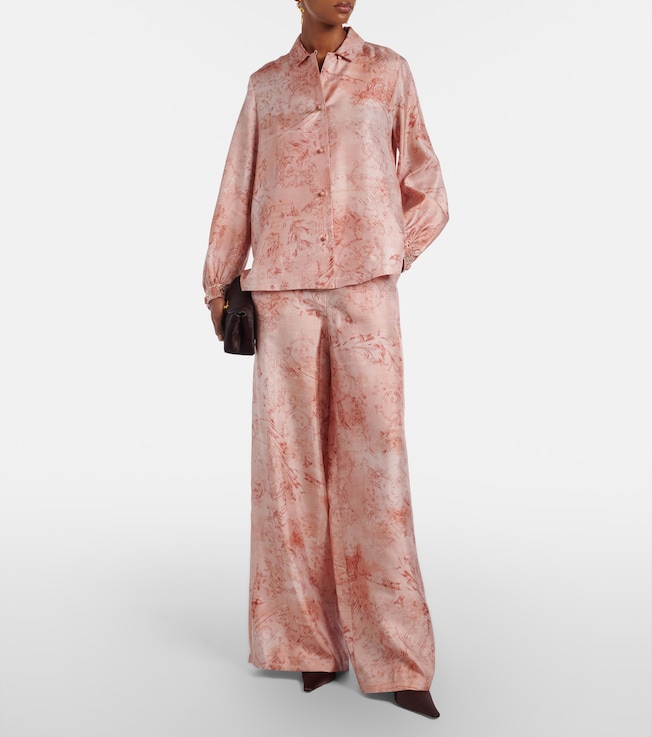 Max Mara Zirlo printed silk twill wide-leg pants