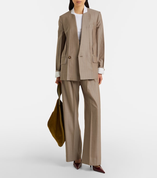 Victoria Beckham Herringbone virgin wool blazer