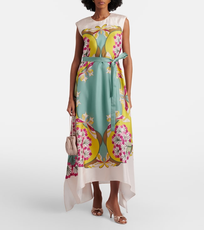 La DoubleJ San Carlo printed silk satin midi dress