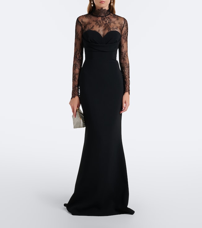 Elie Saab Lace-trimmed cady gown