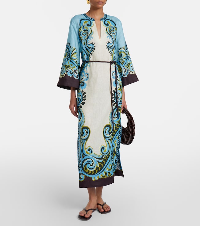 Alémais Natalia printed linen midi dress