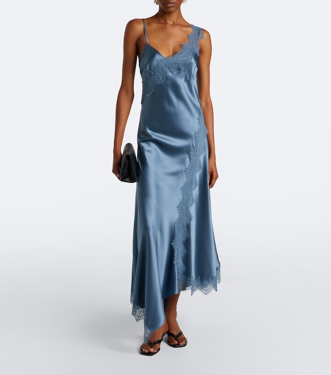 Veronica Beard Vernon lace-trimmed silk-blend midi dress