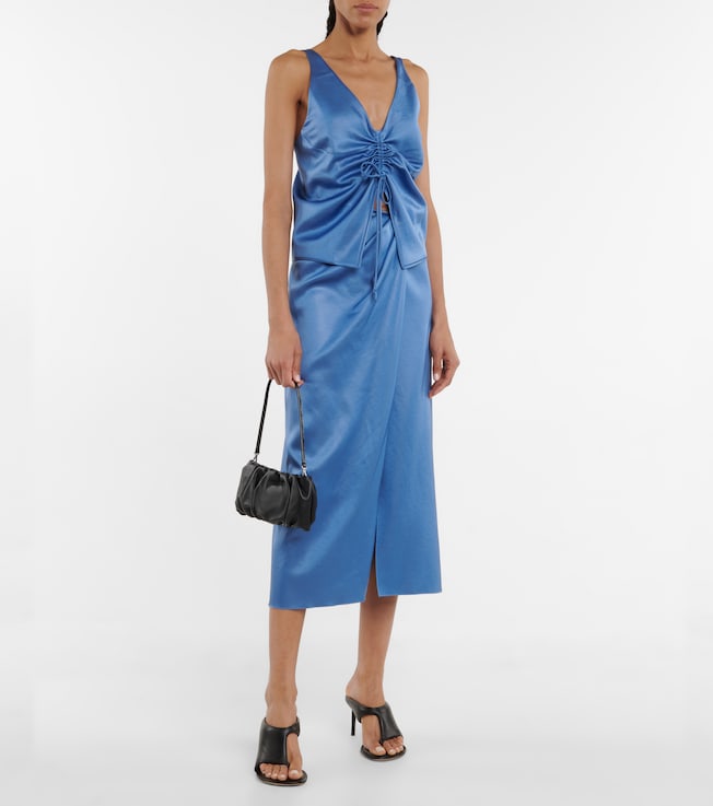 Nanushka Lea satin wrap midi skirt