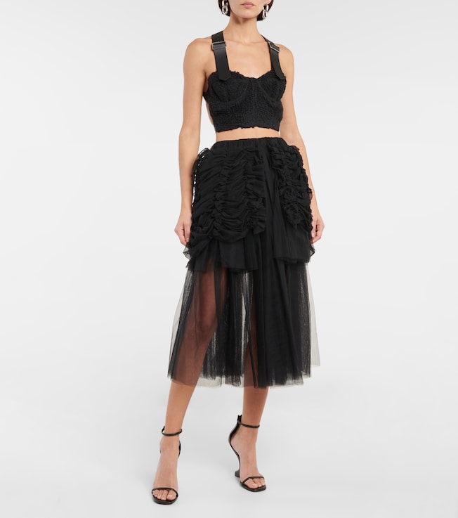Noir Kei Ninomiya Ruched tulle midi skirt