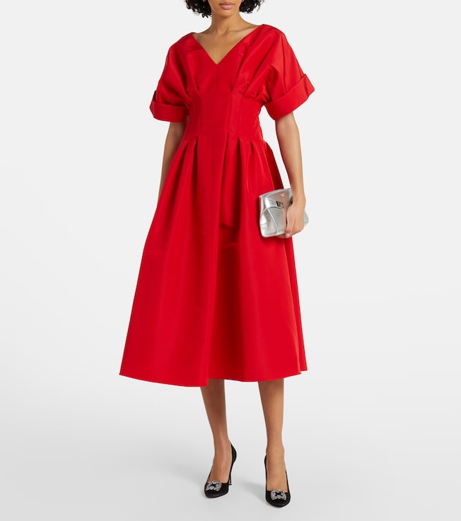 Carolina Herrera Gathered silk midi dress
