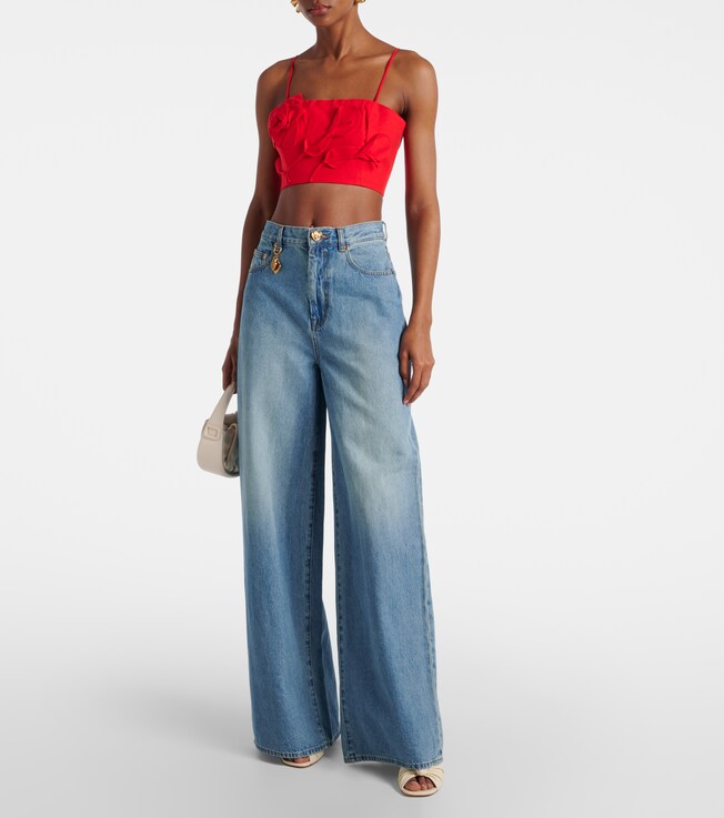 FARM Rio Floral-appliqué top