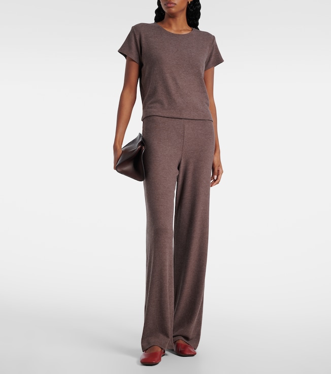 LESET Lauren mid-rise jersey wide-leg pants