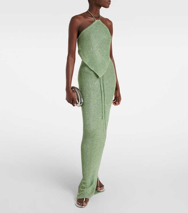 Bananhot Alma sequined knitted maxi skirt