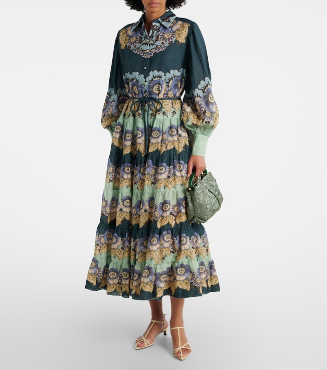 Alémais Madalena floral ramie shirt dress