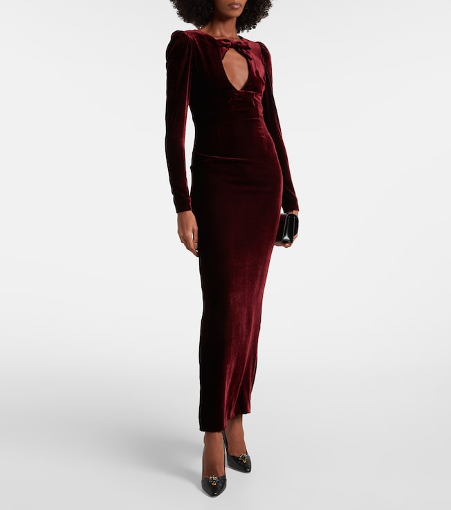 Alessandra Rich Bow-detail cutout velvet gown