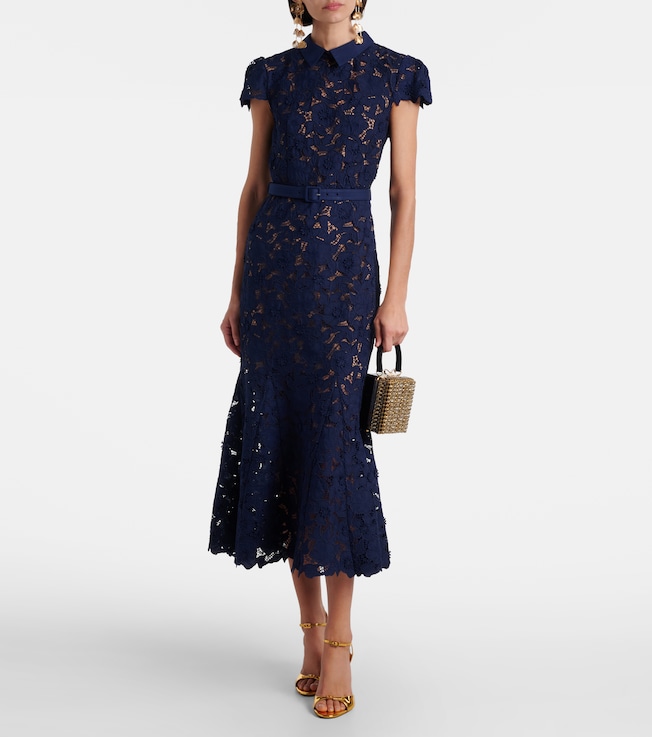 self-portrait Belted lace midi dress
