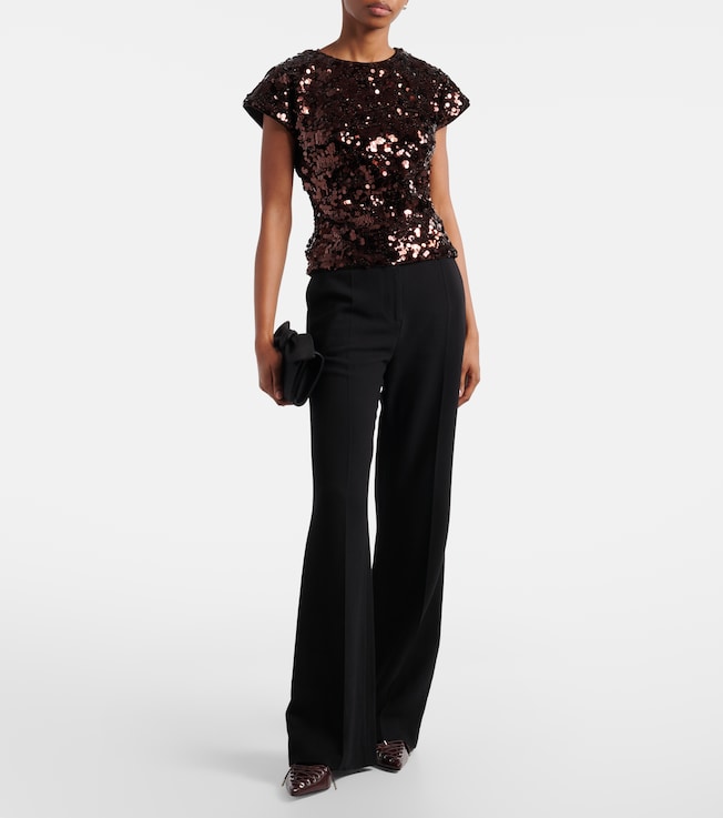 GANNI Bow-detail sequined open-back top